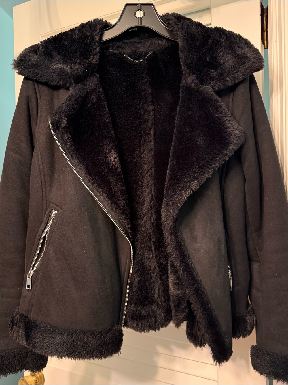 Women's Black Faux Fur-Lined Jacket